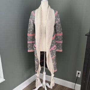 Mara Hoffman Knit Long Open Front Wool Cardigan-Flaw